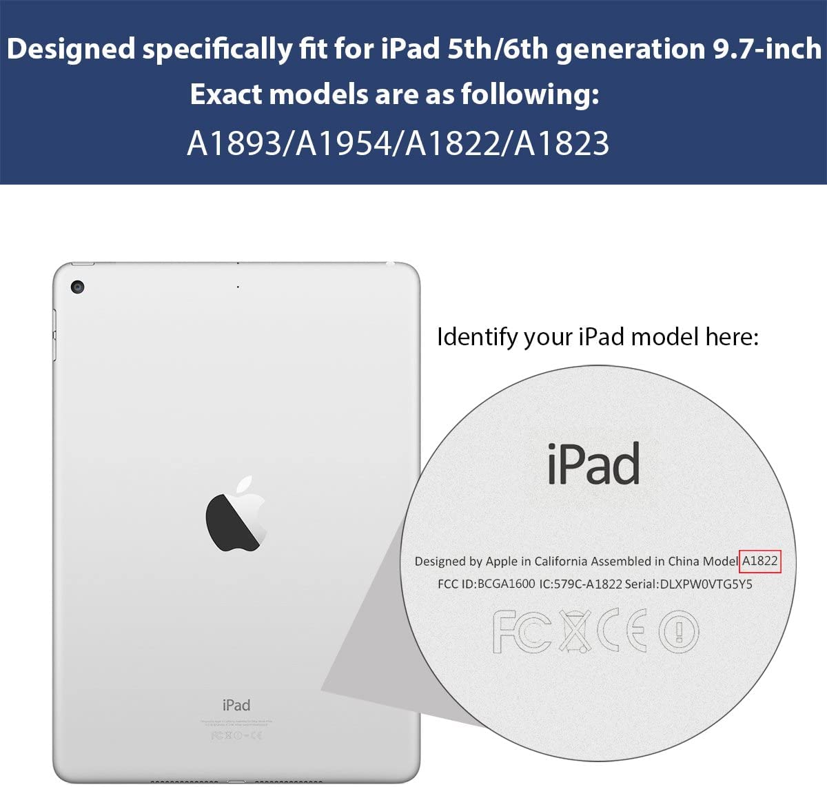Smart Case for iPad 9.7 6th Generatoin (2018) A1893, A1954