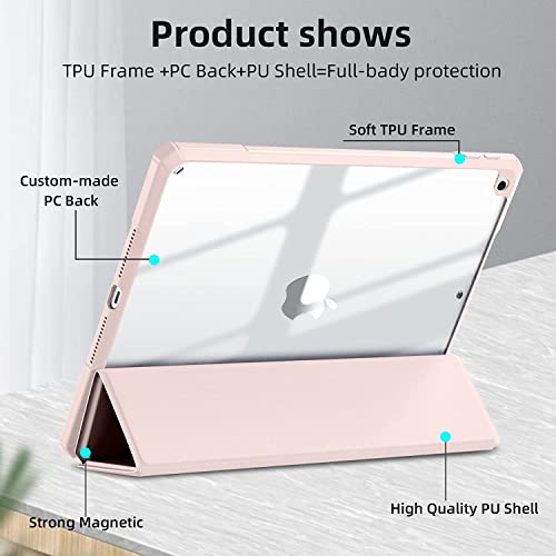 Case for iPad 9th 8th 7th Generation (2021/2020/2019) 10.2 Inch Case, Slim Lightweight Translucent Back Protective Smart Stand Case Cover, with Pencil Holder & Auto Wake/Sleep