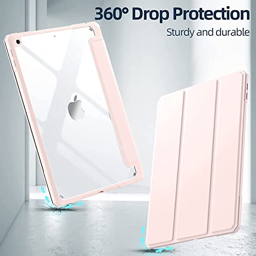 Case for iPad 9th 8th 7th Generation (2021/2020/2019) 10.2 Inch Case, Slim Lightweight Translucent Back Protective Smart Stand Case Cover, with Pencil Holder & Auto Wake/Sleep