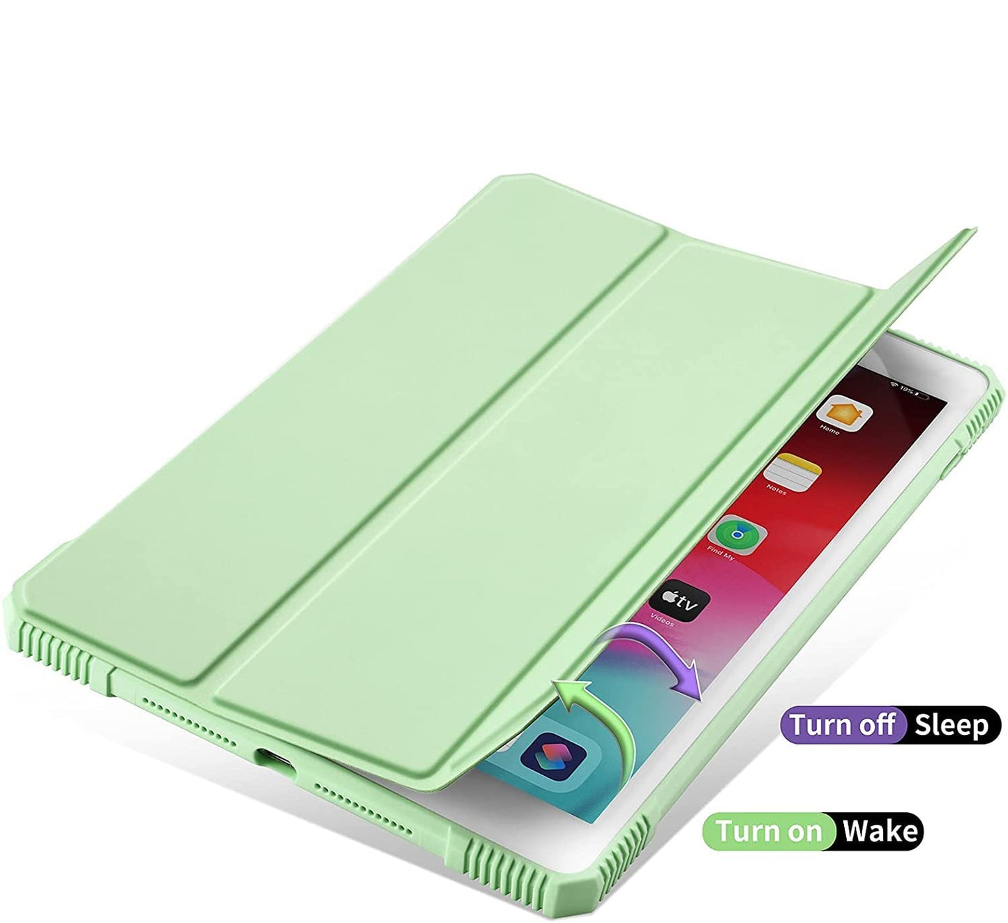 Smart Protective Case for iPad 8th/7th Generation 10.2 Inch, Shock Proof with Auto Wake/Sleep and Translucent Frosted Hard Back Cover