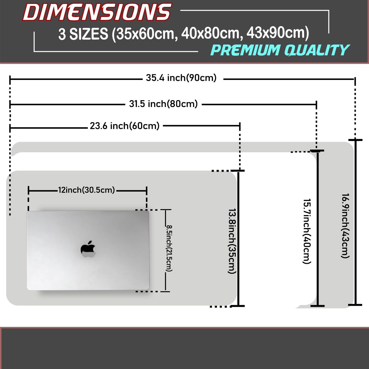 KKTECH Leather Desk Pad, Non-Slip, Mouse Pad, Premium Office Table Writing Mat for Laptop Writing, Waterproof Leather Mat (Silver, 60 x 35)