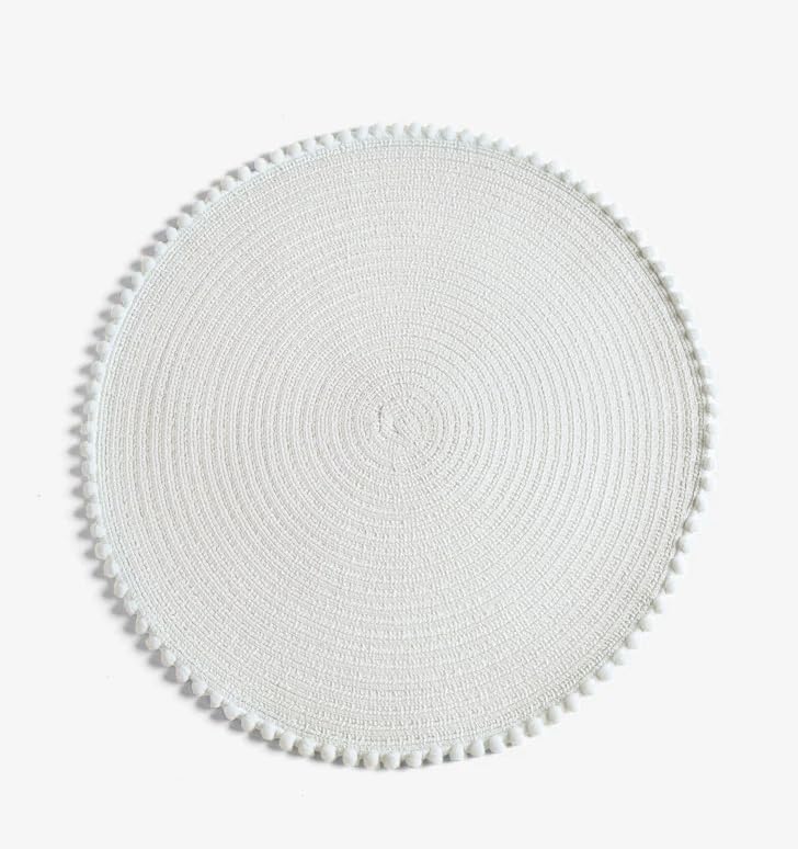 KKTECH Round Braided Placemats Set Of 4 For Dining Table, Waterproof and Washable Circle Table Mats - Non-Slip Heat-Resistant Vinyl Place Mats - 15 Inches Diameter