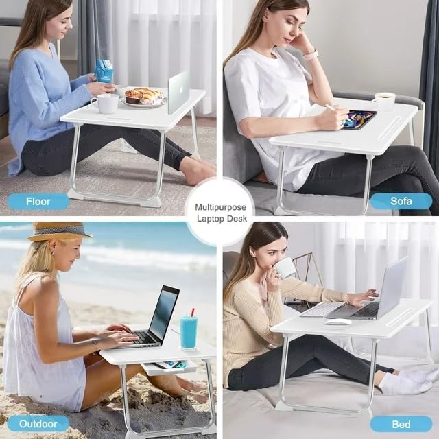 KKTECH Bed Table - Laptop Stand with Drawer, Foldable Legs, Tablet Holder, Cup Holder