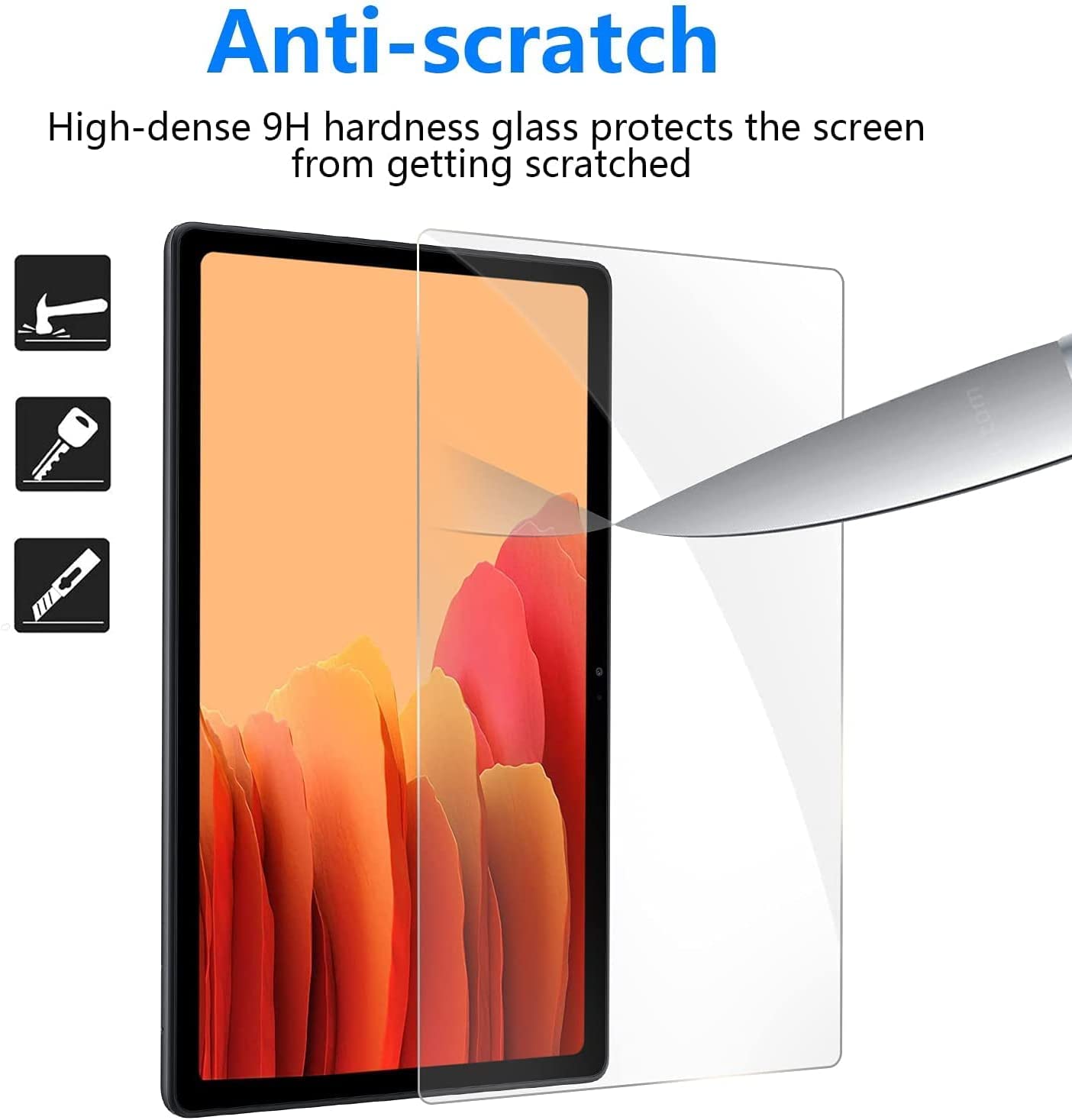 2 Pack Screen Protector Compatible with Samsung Galaxy Tab A7 (10.4-Inch, 2020 Model, SM-T500/ T505/ T507), Tempered Glass Film