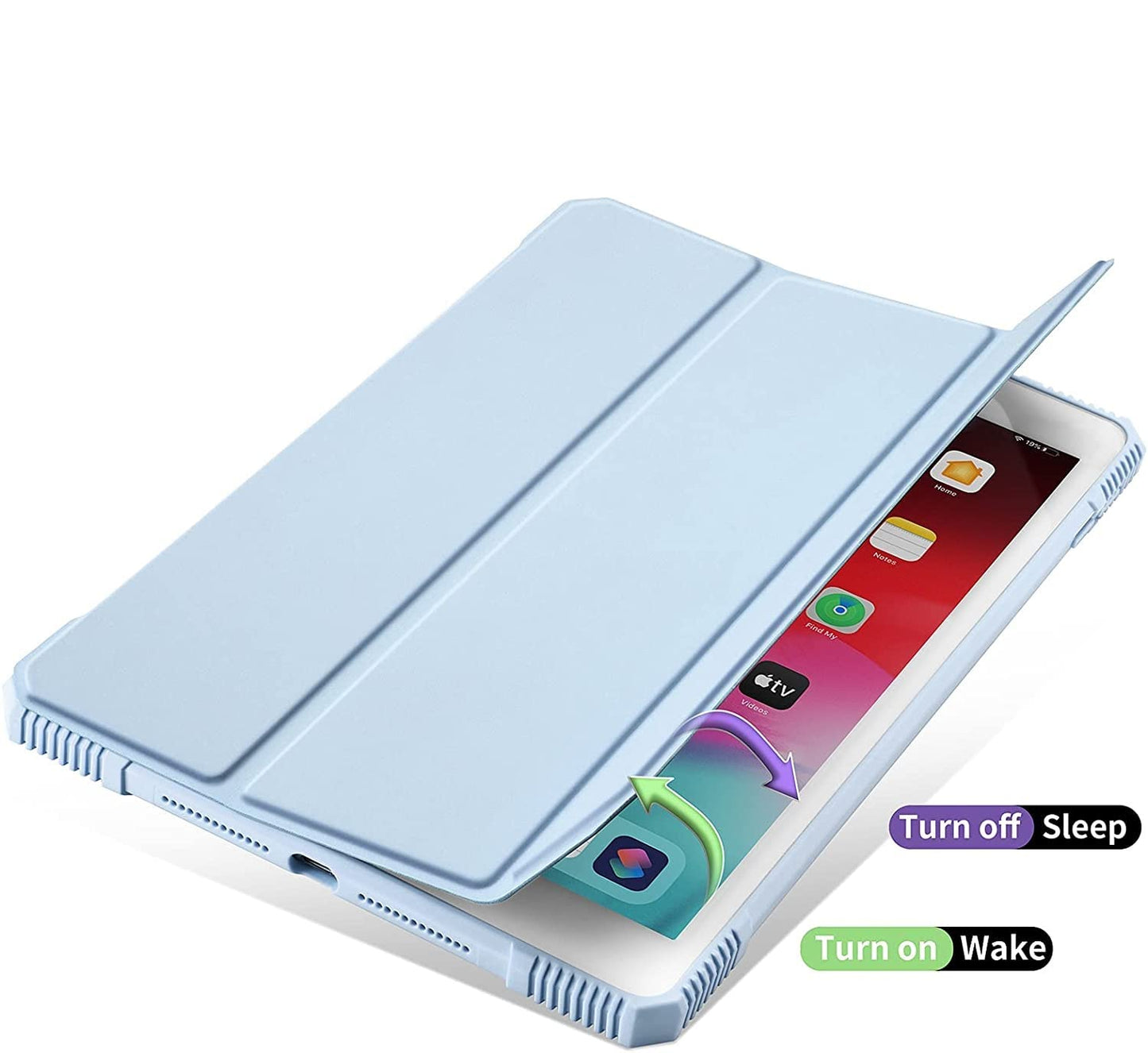 Smart Protective Case for iPad 8th/7th Generation 10.2 Inch, Shock Proof with Auto Wake/Sleep and Translucent Frosted Hard Back Cover