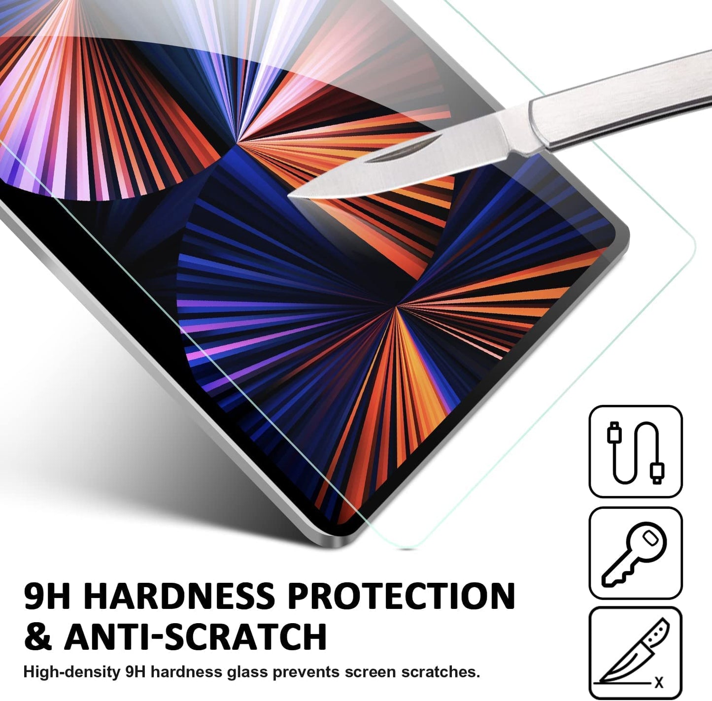 2 Pack Screen Protector for iPad Pro 12.9 2015/2017, Tempered Glass Film Compatible with Apple iPad 12.9 inch (1st / 2nd Generation)