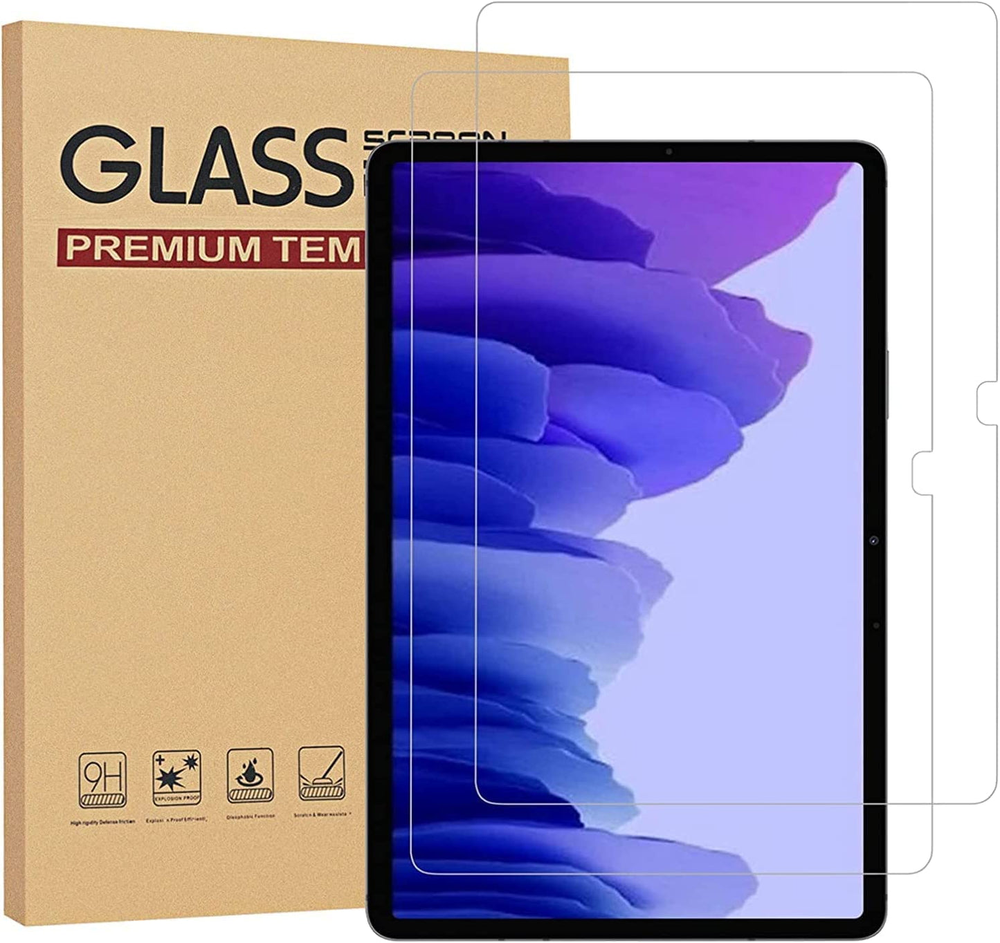 2 Pack Screen Protector Compatible with Samsung Galaxy Tab A7 (10.4-Inch, 2020 Model, SM-T500/ T505/ T507), Tempered Glass Film