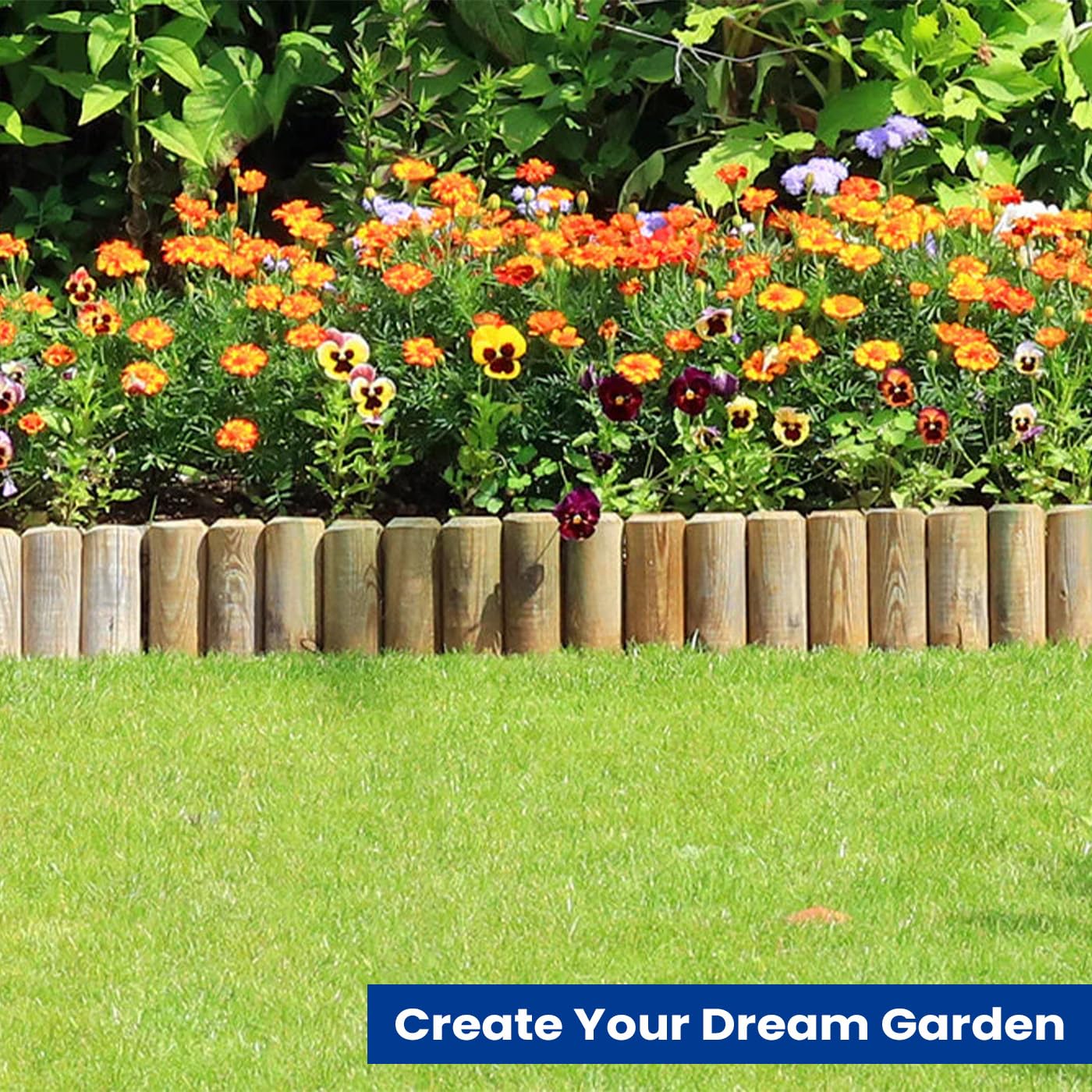 KKTECH Lawn Edging - Flexible Garden Fence Roll Log for Garden Edging and Garden Edging Border, Durable Outdoor Landscape Border, Easy Installation for Landscaping Projects 1.8m x 15cm