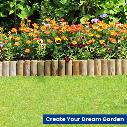 KKTECH Lawn Edging - Flexible Garden Fence Roll Log for Garden Edging and Garden Edging Border, Durable Outdoor Landscape Border, Easy Installation for Landscaping Projects 1.8m x 15cm