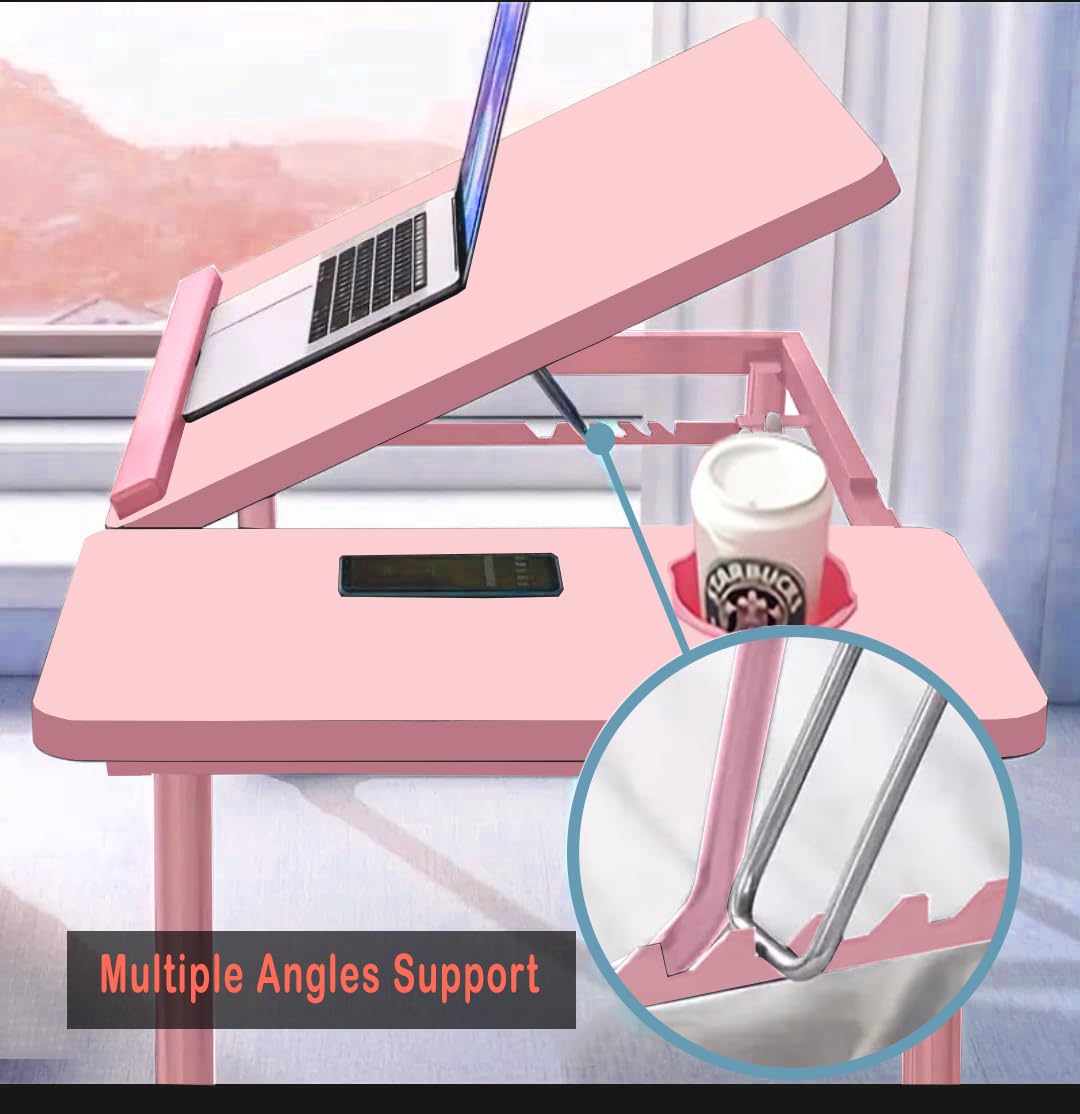 KKTECH Multi-Functional Laptop Bed Desk Table with Foldable Legs and Cup Slot - Perfect for Work, Relaxation, and Leisure