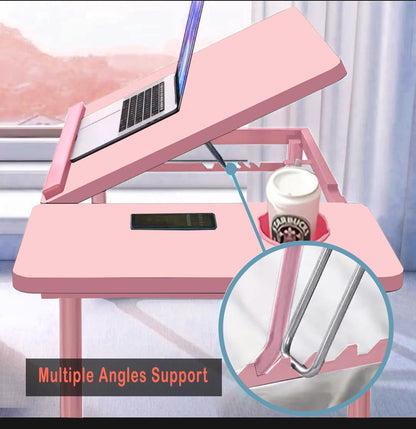 KKTECH Multi-Functional Laptop Bed Desk Table with Foldable Legs and Cup Slot - Perfect for Work, Relaxation, and Leisure
