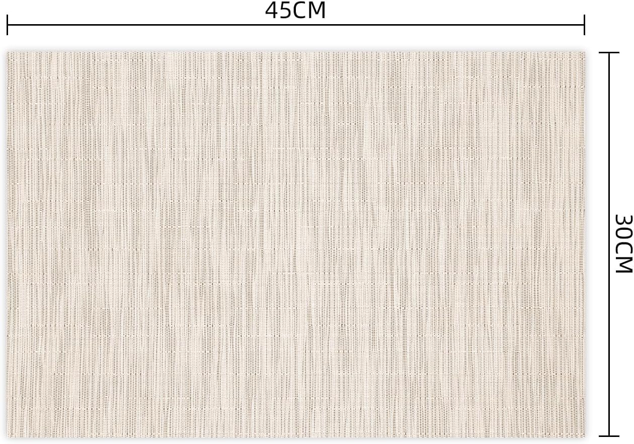KKTECH Placemats Set of 6, Washable Non-slip Heat Insulation Woven Vinyl Place Mats for Table, Elegant Table Mats for Kitchen and Dining Room, Perfect for Home Decor (18"x12")