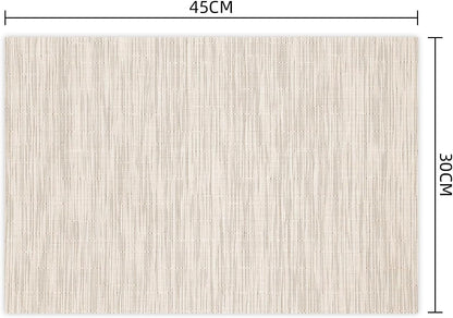KKTECH Placemats Set of 6, Washable Non-slip Heat Insulation Woven Vinyl Place Mats for Table, Elegant Table Mats for Kitchen and Dining Room, Perfect for Home Decor (18"x12")