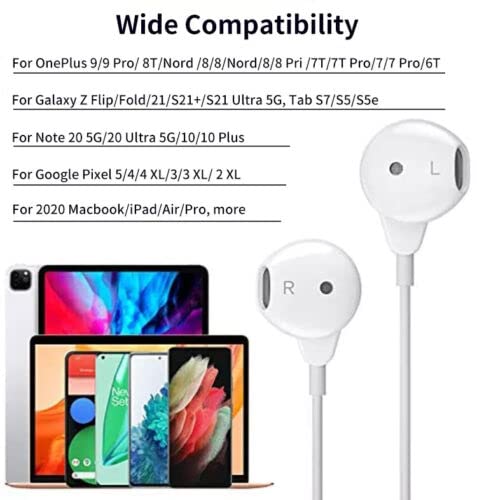 USB C Headphones, In Ear USB C Earphones,Type C Earphone with Microphone and Volume Control Compatible for iPhone/Samsung/Android/MP3/MP4 and More