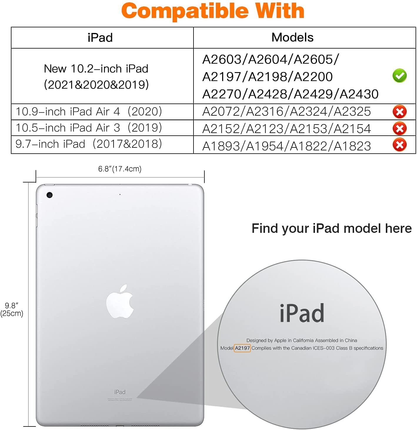 Case for iPad 9th Generation Case 2021/iPad 8th Generation 2020/7th Generation 2019, Matte Case for iPad 10.2 [Compatible with Smart Keyboard & Smart Cover] [Slim Back Cover Case], Translucent