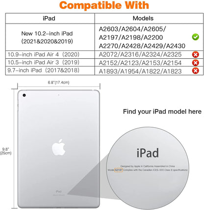 Case for iPad 9th Generation Case 2021/iPad 8th Generation 2020/7th Generation 2019, Matte Case for iPad 10.2 [Compatible with Smart Keyboard & Smart Cover] [Slim Back Cover Case], Translucent