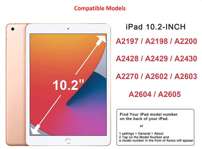 Smart Protective Case for iPad 8th/7th Generation 10.2 Inch, Shock Proof with Auto Wake/Sleep and Translucent Frosted Hard Back Cover