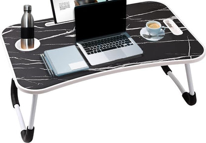 KKTECH Bed Table Tray for Eating on Lap Folding Laptop Stand for Bed Lap Standing Desk Sofa Breakfast Table Bed Tray Laptop Lap Desk with Cup Holder Notebook Stand Steel Legs 60x40x28cm