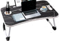 KKTECH Bed Table Tray for Eating on Lap Folding Laptop Stand for Bed Lap Standing Desk Sofa Breakfast Table Bed Tray Laptop Lap Desk with Cup Holder Notebook Stand Steel Legs 60x40x28cm