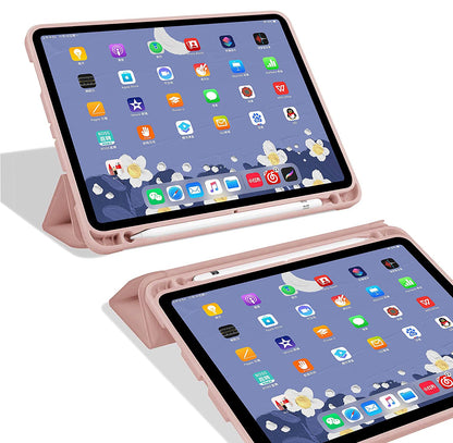 Protective Case for iPad Pro 11 Inch 2020/2018 with Pencil Holder, Silicone Soft TPU, Slim Lightweight Trifold Stand [Support Pencil Charging]