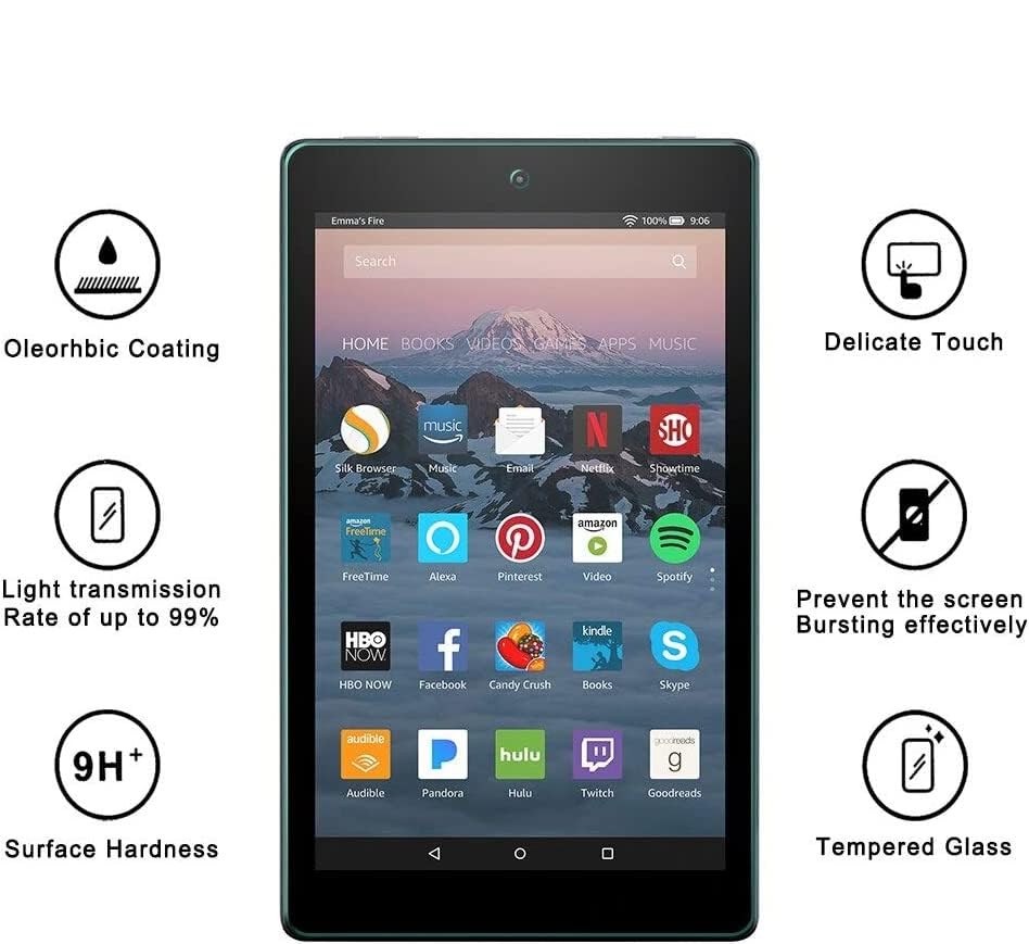 KKTECH Screen Protector for Amazon Fire HD 8 2020/HD 8 plus 2020 8.0-Inch, Clear Tempered Glass Flim Bubble-Free Anti-Scratch Screen Protectors for Fire HD 8 plus 2020 [2 Pack]