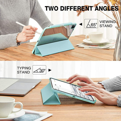 Smart Protective Case for iPad Pro 11 2020/2018, Support Apple Pencil 2, Shock Proof with Auto Wake/Sleep Function and Frosted Translucent Hard Back Cover