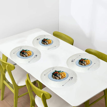 KKTECH Christmas Placemats - Set of 4 Round Place Mats for Table, Washable & Waterproof Table Mats, Heat Resistant for Home, Party, Wedding Décor, 38cm