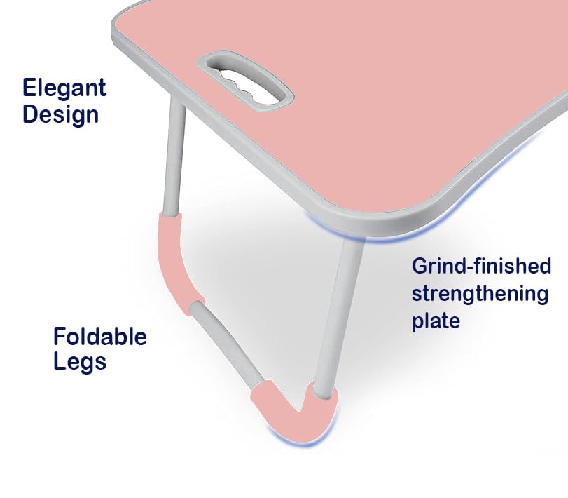 KKTECH Bed Table Tray for Eating on Lap Folding Laptop Stand for Bed Lap Standing Desk Sofa Breakfast Table Bed Tray Laptop Lap Desk with Cup Holder Notebook Stand Steel Legs 60x40x28cm