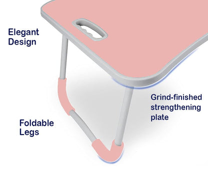 KKTECH Bed Table Tray for Eating on Lap Folding Laptop Stand for Bed Lap Standing Desk Sofa Breakfast Table Bed Tray Laptop Lap Desk with Cup Holder Notebook Stand Steel Legs 60x40x28cm