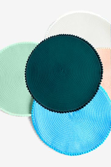 KKTECH Round Braided Placemats Set Of 4 For Dining Table, Waterproof and Washable Circle Table Mats - Non-Slip Heat-Resistant Vinyl Place Mats - 15 Inches Diameter