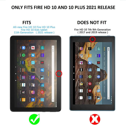 KKTECH Tempered Glass Screen Protector for New Kindle Fire HD 10 & 10 Plus tablet 10.1" (11th generation, 2021 release), 9H Hardness Round Edge Tempered Glass [2 PACK]