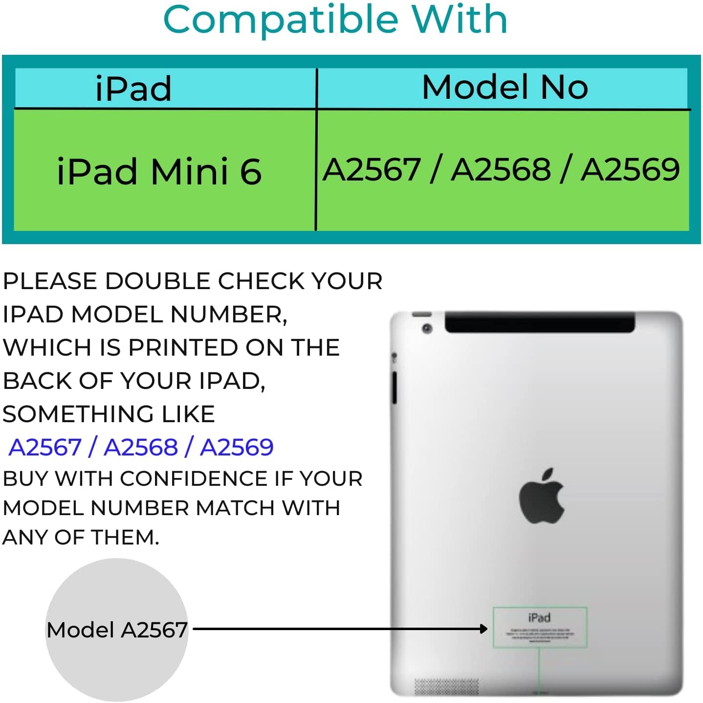 Smart Case for iPad Mini 6 (2021) 8.3 inch A2567 A2568 Magnetic Stand Case with Sleep/Wake Function