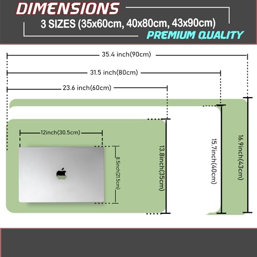 KKTECH Premium Leather Desk Mat, Water Proof, Easy Cleaning, Anti-Slip Desk Pad for Laptop, Keyboard Mat and Mouse Mats for Desk, Writing Easily