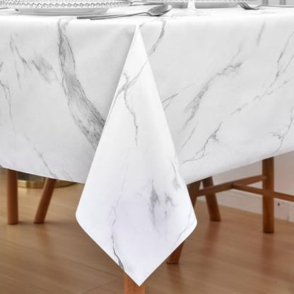 KKTECH PVC Waterproof Table Cloth - Wipe Clean Tablecloth for Indoor & Outdoor, Rectangular Table Cover - Ideal for Christmas Tablecloth for Picnic Parties (Marble, 137x180cm)