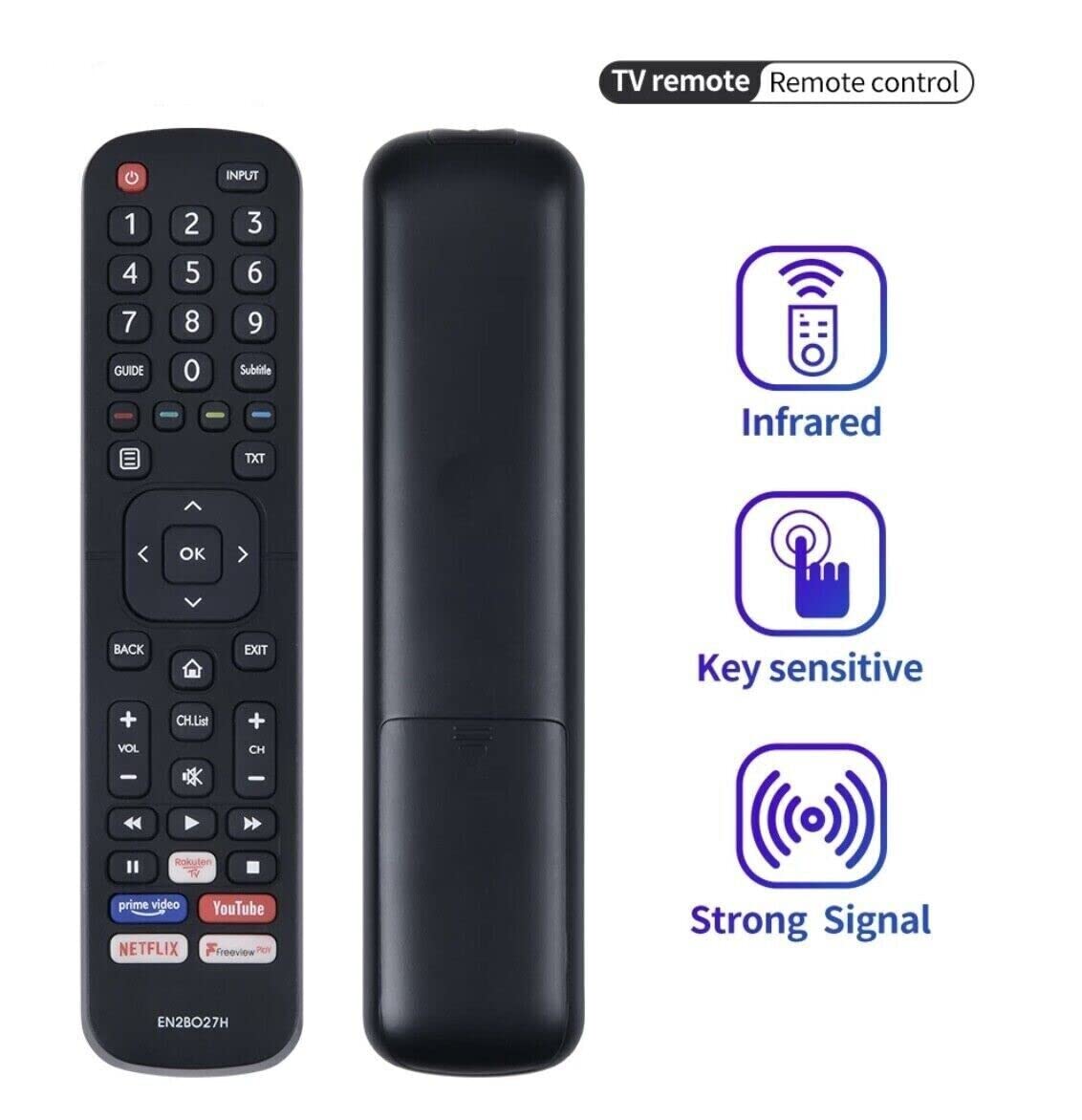 Remote Control Replacement for Hisense EN2BO27H Netflix F-Play RauktenTV Button H55B7100 H55B7300 H55B7500 H55B7510 H65B7100 H65B7300 H65B7500 H65B7510