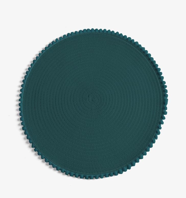 KKTECH Round Braided Placemats Set Of 4 For Dining Table, Waterproof and Washable Circle Table Mats - Non-Slip Heat-Resistant Vinyl Place Mats - 15 Inches Diameter