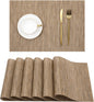 KKTECH Placemats Set of 6, Washable Non-slip Heat Insulation Woven Vinyl Place Mats for Table, Elegant Table Mats for Kitchen and Dining Room, Perfect for Home Decor (18"x12")