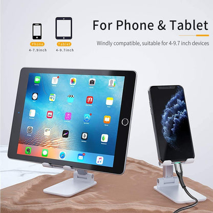 Tablet Phone Stand - Adjustable Compact Portable Stable Desktop Cradle Dock-Extendable for iPhone, Tablet etc