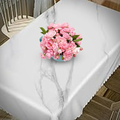 KKTECH PVC Waterproof Table Cloth - Wipe Clean Tablecloth for Indoor & Outdoor, Rectangular Table Cover - Ideal for Christmas Tablecloth for Picnic Parties (Marble, 137x180cm)