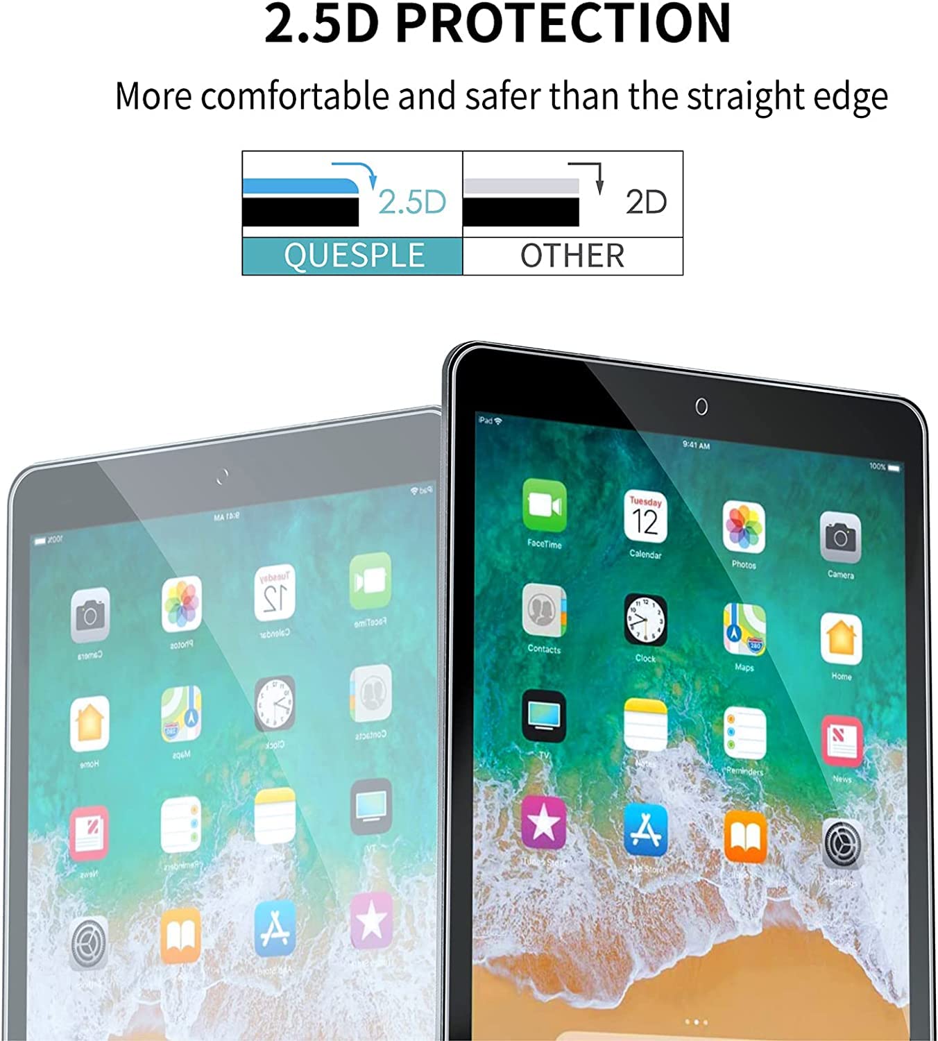2 Pack Screen Protector for iPad Pro 12.9 2015/2017, Tempered Glass Film Compatible with Apple iPad 12.9 inch (1st / 2nd Generation)