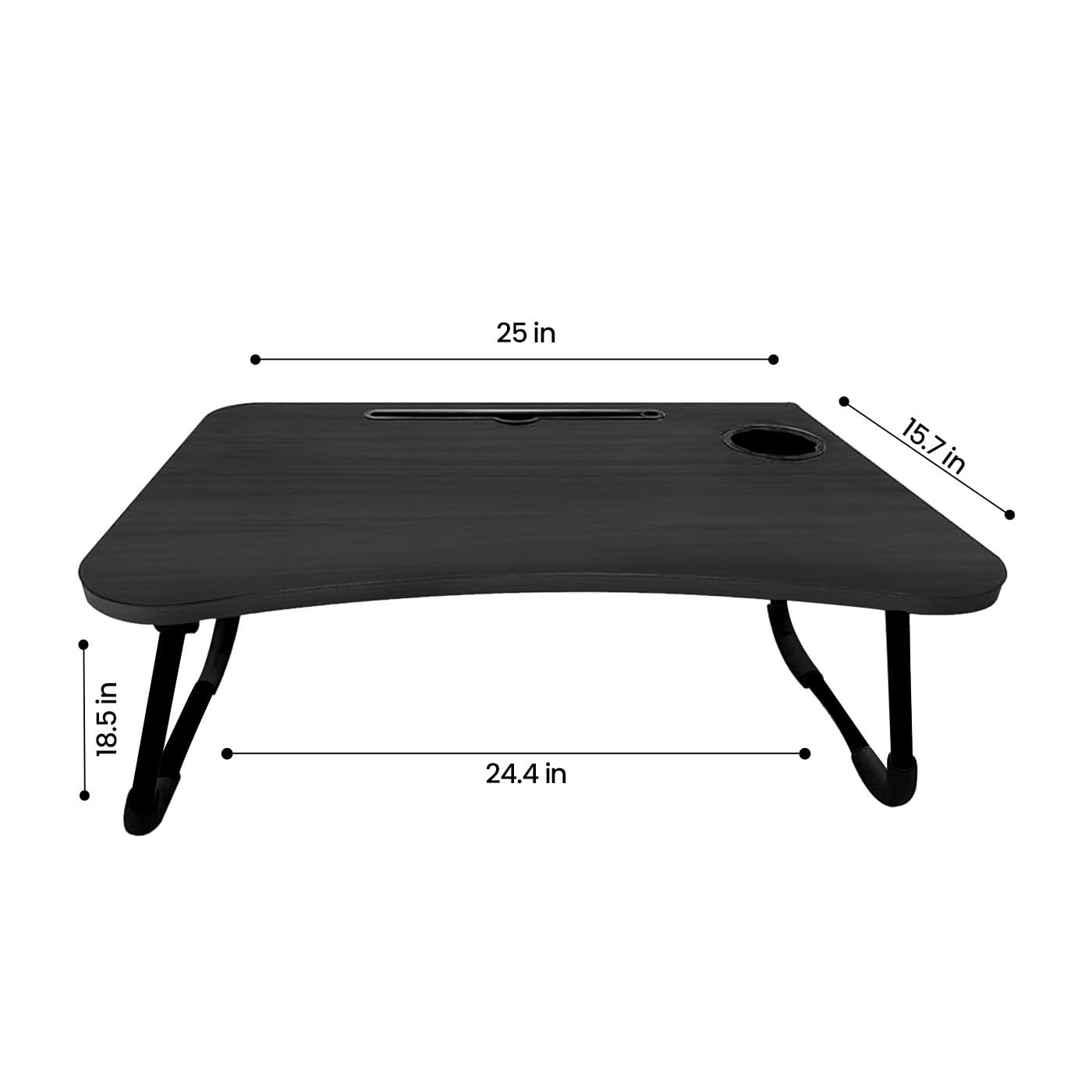 KKTECH Bed Table Tray for Eating on Lap Folding Laptop Stand for Bed Lap Standing Desk Sofa Breakfast Table Bed Tray Laptop Lap Desk with Cup Holder Notebook Stand Steel Legs 60x40x28cm