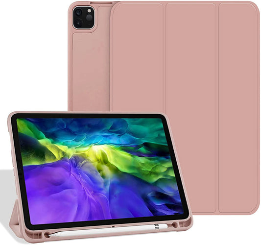 Protective Case for iPad Pro 11 Inch 2020/2018 with Pencil Holder, Silicone Soft TPU, Slim Lightweight Trifold Stand [Support Pencil Charging]