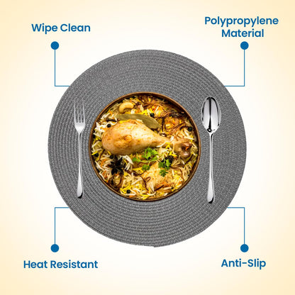 KKTECH Christmas Placemats - Set of 4 Round Place Mats for Table, Washable & Waterproof Table Mats, Heat Resistant for Home, Party, Wedding Décor, 38cm