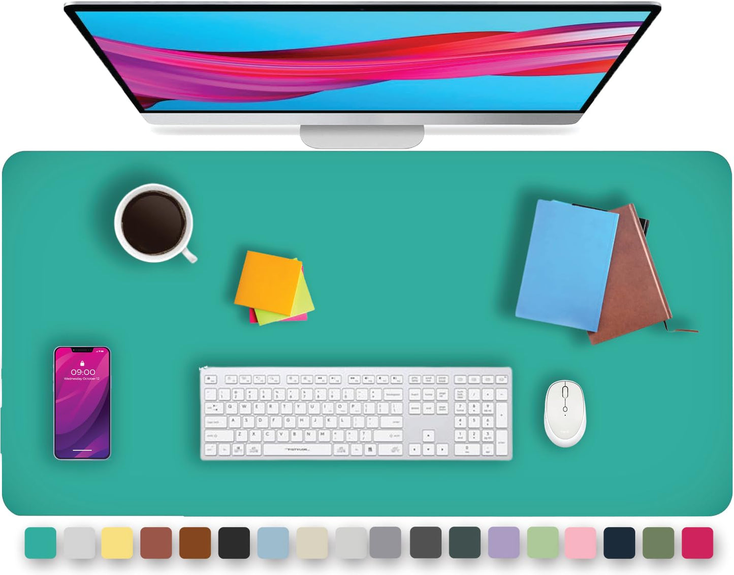 KKTECH Premium Leather Desk Mat, Water Proof, Easy Cleaning, Anti-Slip Desk Pad for Laptop, Keyboard Mat and Mouse Mats for Desk, Writing Easily