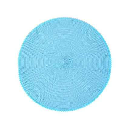 KKTECH Round Braided Placemats Set Of 4 For Dining Table, Waterproof and Washable Circle Table Mats - Non-Slip Heat-Resistant Vinyl Place Mats - 15 Inches Diameter