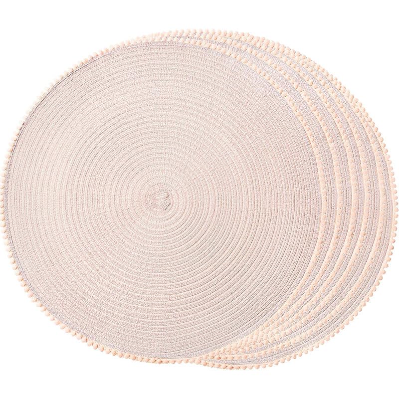 KKTECH Round Braided Placemats Set Of 4 For Dining Table, Waterproof and Washable Circle Table Mats - Non-Slip Heat-Resistant Vinyl Place Mats - 15 Inches Diameter