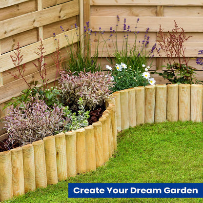 KKTECH Lawn Edging - Flexible Garden Fence Roll Log for Garden Edging and Garden Edging Border, Durable Outdoor Landscape Border, Easy Installation for Landscaping Projects 1.8m x 15cm