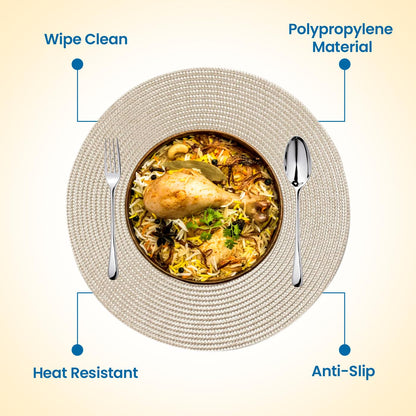 KKTECH Christmas Placemats - Set of 4 Round Place Mats for Table, Washable & Waterproof Table Mats, Heat Resistant for Home, Party, Wedding Décor, 38cm