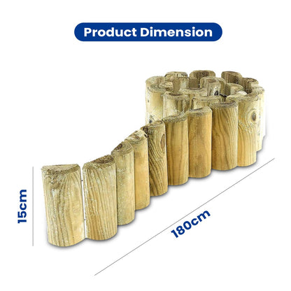 KKTECH Lawn Edging - Flexible Garden Fence Roll Log for Garden Edging and Garden Edging Border, Durable Outdoor Landscape Border, Easy Installation for Landscaping Projects 1.8m x 15cm