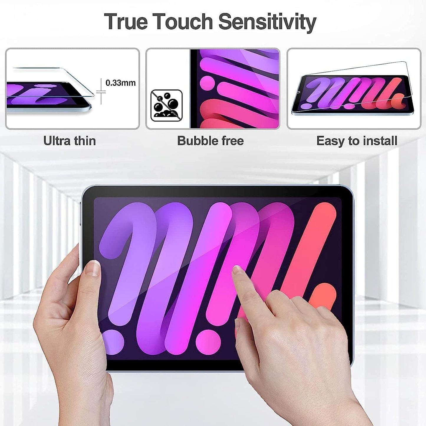 KKTECH Pack of 2 Tempered Glass Screen Protector for iPad Mini 6 8.3" Inch 2021,iPad Mini 6th Generation iPad Mini 2021 [Ultra Clear] [Anti Scratch] [9H Hardness]